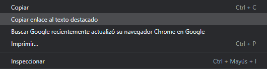Como activar el envío de texto destacado en Google Chrome