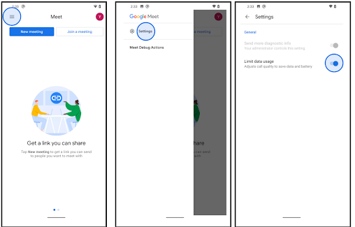 Ahorrar datos en llamadas de Google Meet es posible