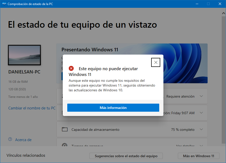 Comprueba si tu computadora podrá instalar Windows 11