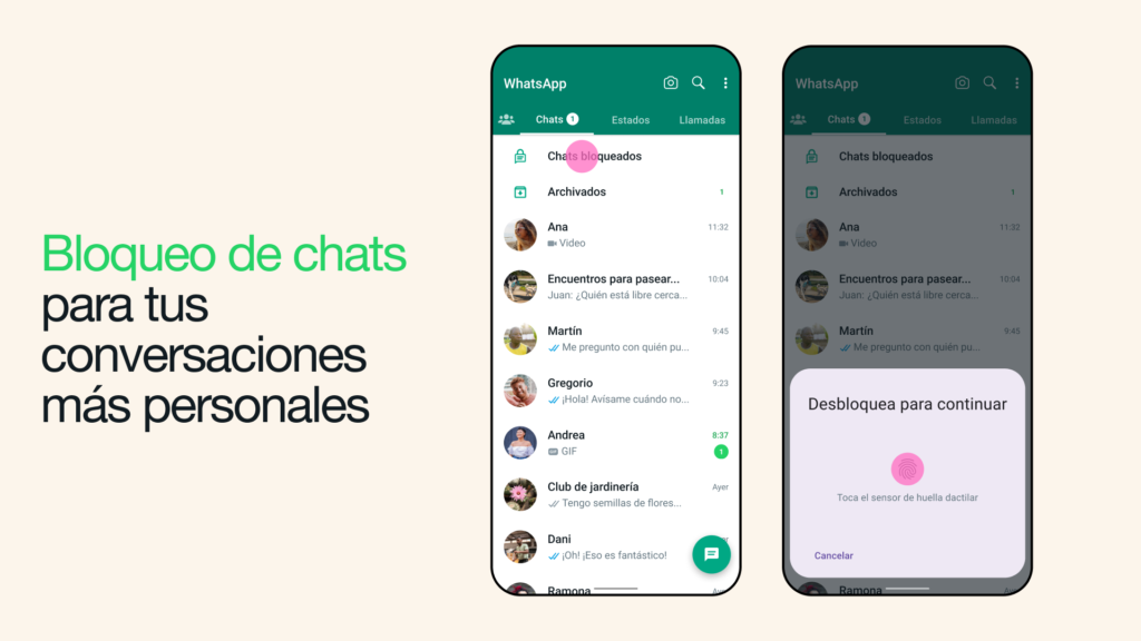 Bloqueo de chats WhatsApp